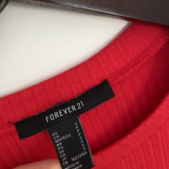 Forever 21 Bright Red Ribbed Dress With front Slit Size Small - Picture 5 of 6